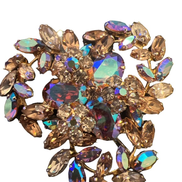 Vintage Signed  SHERMAN AB crystal Brooch & Clip on Earrings Matching SET - Picture 5 of 8